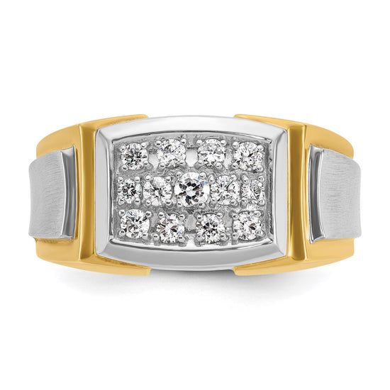 14k with White Rhodium Men's Polished and Satin 1/2 Carat AA Quality Diamond Cluster Ring