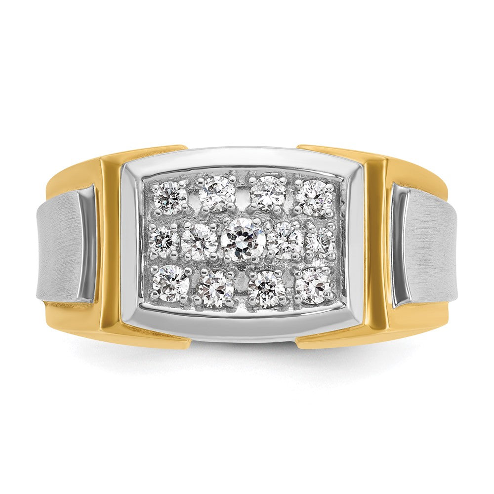 14k with White Rhodium Men's Polished and Satin 1/2 Carat AA Quality Diamond Cluster Ring