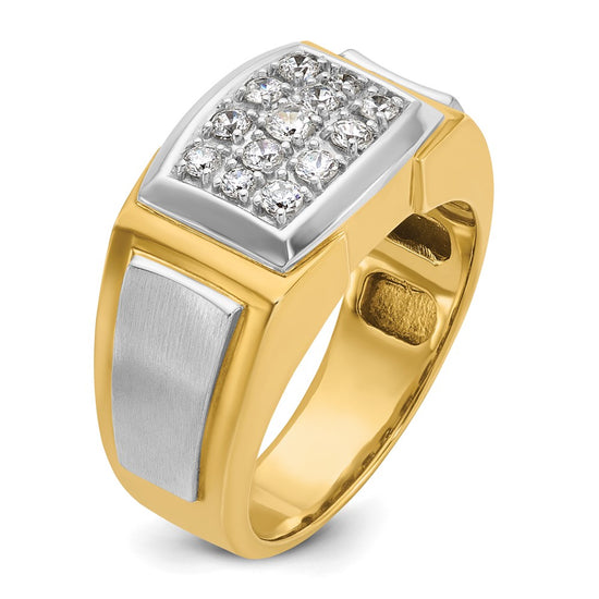 14k with White Rhodium Men's Polished and Satin 1/2 Carat AA Quality Diamond Cluster Ring