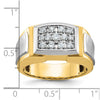 14k with White Rhodium Men's Polished and Satin 1/2 Carat AA Quality Diamond Cluster Ring
