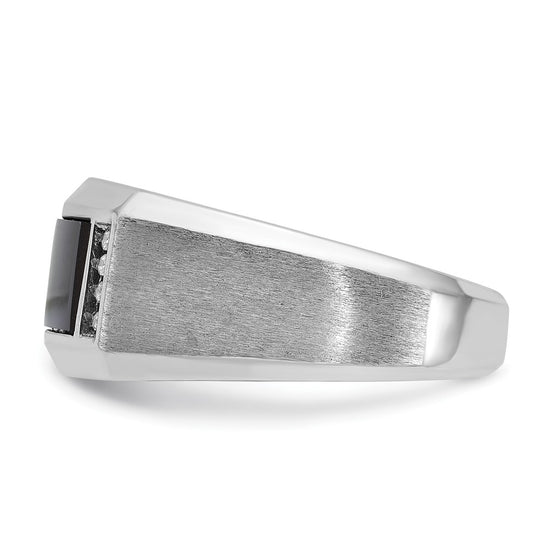 14k White Gold IBGoodman Men's Satin Onyx and Diamond Ring Mounting