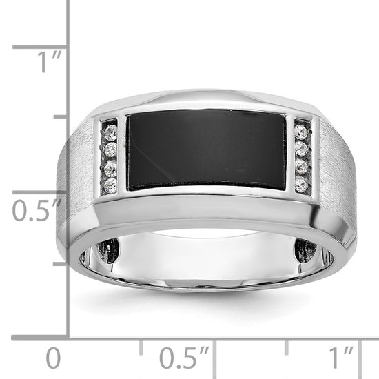 14k White Gold IBGoodman Men's Satin Onyx and Diamond Ring Mounting