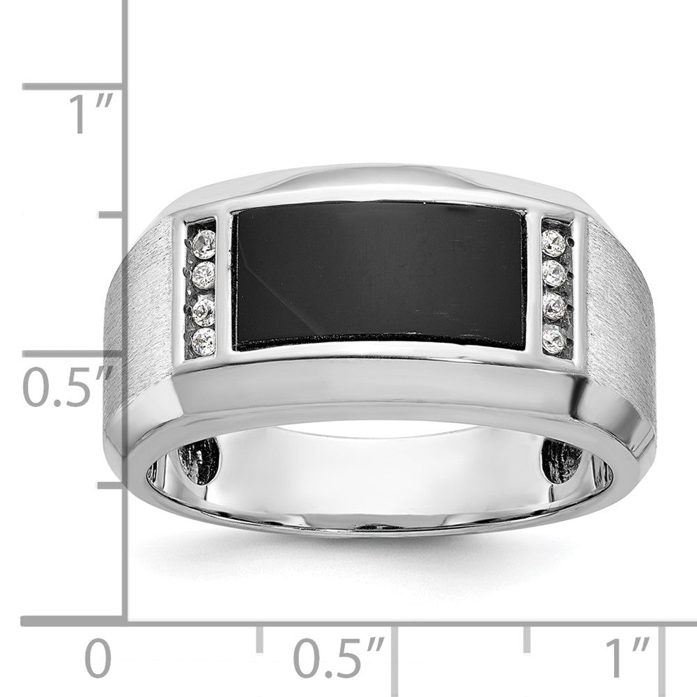 14k White Gold IBGoodman Men's Satin Onyx and Diamond Ring Mounting