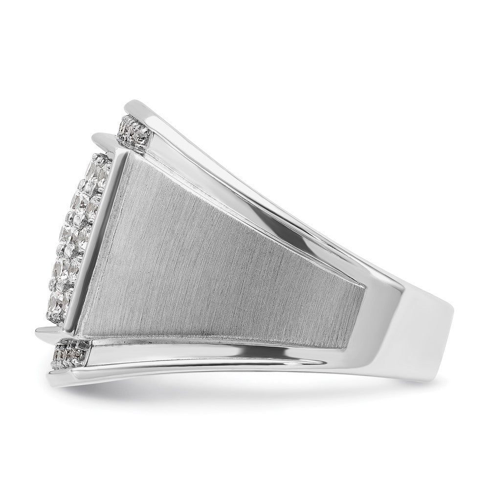 14k White Gold Men's Polished and Satin 1 1/5 Carat AA Quality Diamond Cluster Ring