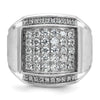 14k White Gold Men's Polished and Satin 1 1/5 Carat AA Quality Diamond Cluster Ring