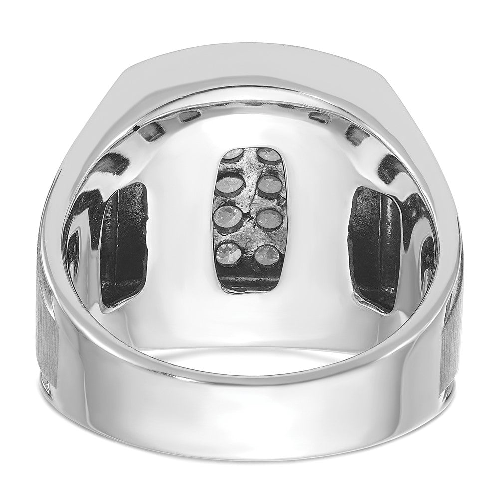 14k White Gold Men's Polished and Satin 1 1/5 Carat AA Quality Diamond Cluster Ring