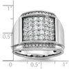 14k White Gold Men's Polished and Satin 1 1/5 Carat AA Quality Diamond Cluster Ring