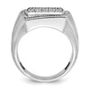 IBGoodman 10k White Gold Men's Polished and Satin 1 1/3 Carat A Quality Diamond Cluster Ring