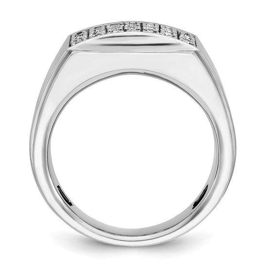 14k White Gold Men's Polished and Satin 1 1/5 Carat AA Quality Diamond Cluster Ring