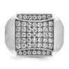 14k White Gold Men's Polished and Satin 1 1/5 Carat AA Quality Diamond Cluster Ring