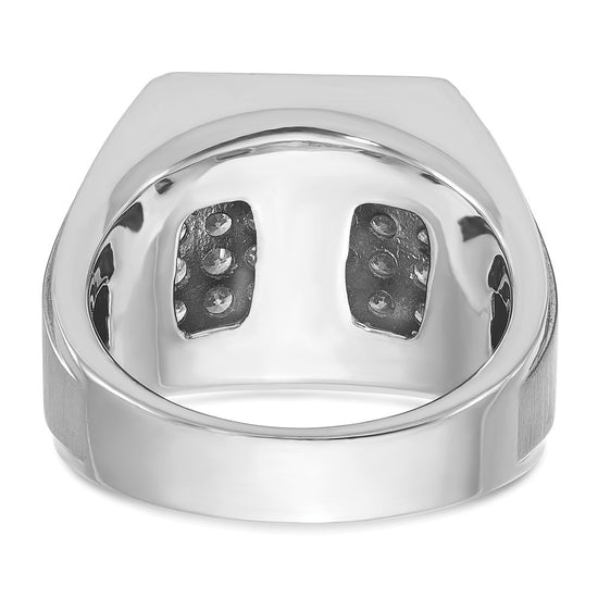 14k White Gold Men's Polished and Satin 1 1/5 Carat AA Quality Diamond Cluster Ring