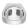 14k White Gold Men's Polished and Satin 1 1/5 Carat AA Quality Diamond Cluster Ring