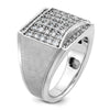 14k White Gold Men's Polished and Satin 1 1/5 Carat AA Quality Diamond Cluster Ring