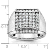 14k White Gold Men's Polished and Satin 1 1/5 Carat AA Quality Diamond Cluster Ring