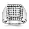 14k White Gold Men's Polished and Satin 1 1/5 Carat AA Quality Diamond Cluster Ring
