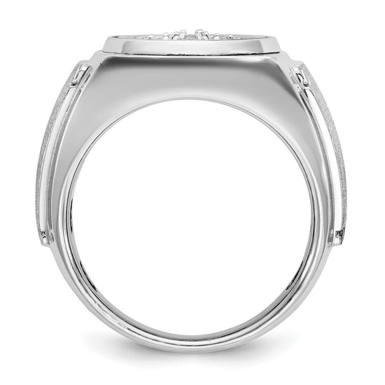 14k White Gold Men's Polished and Satin 3/4 Carat AA Quality Diamond Round Cluster Ring