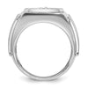 14k White Gold Men's Polished and Satin 3/4 Carat AA Quality Diamond Round Cluster Ring