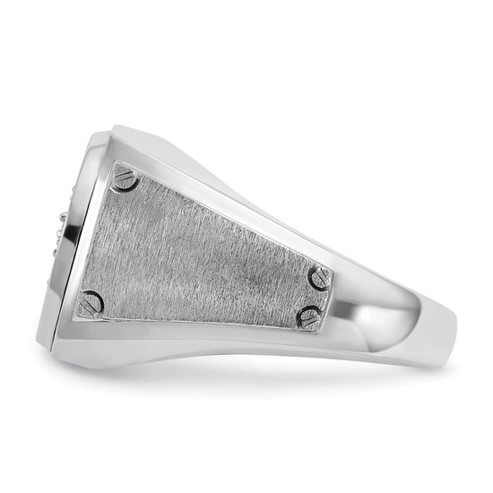 14k White Gold Men's Polished and Satin 3/4 Carat AA Quality Diamond Round Cluster Ring