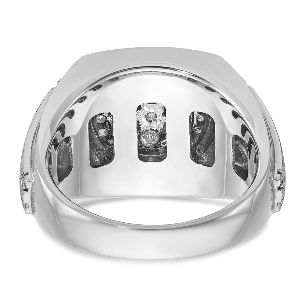 14k White Gold Men's Polished and Satin 3/4 Carat AA Quality Diamond Round Cluster Ring