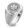 14k White Gold Men's Polished and Satin 3/4 Carat AA Quality Diamond Round Cluster Ring