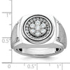 14k White Gold Men's Polished and Satin 3/4 Carat AA Quality Diamond Round Cluster Ring