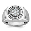 14k White Gold Men's Polished and Satin 3/4 Carat AA Quality Diamond Round Cluster Ring