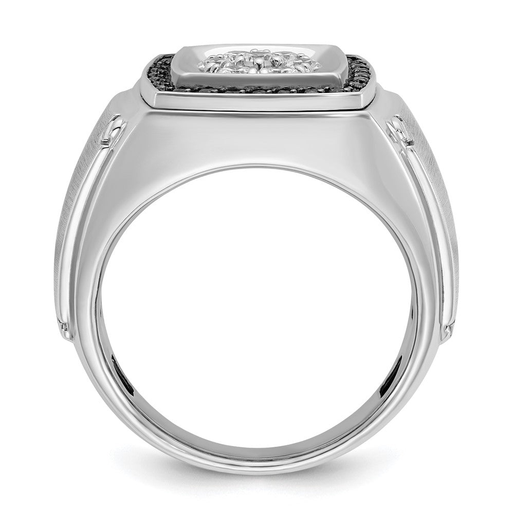 IBGoodman 14k White Gold Men's Polished and Satin Halo Cluster Ring Mounting