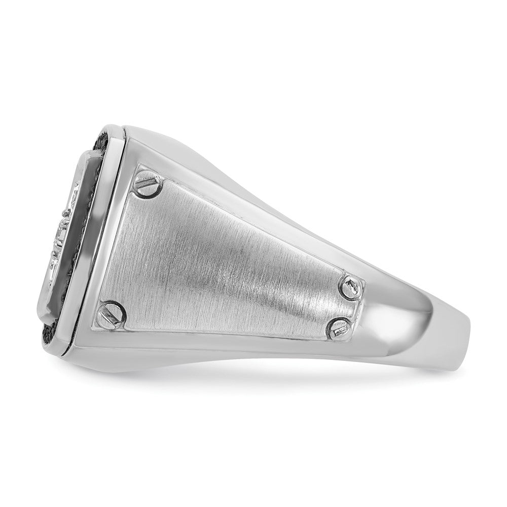 IBGoodman 14k White Gold Men's Polished and Satin Halo Cluster Ring Mounting