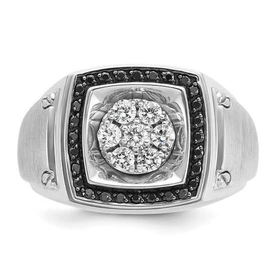 IBGoodman 14k White Gold Men's Polished and Satin Halo Cluster Ring Mounting