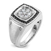 IBGoodman 14k White Gold Men's Polished and Satin Halo Cluster Ring Mounting