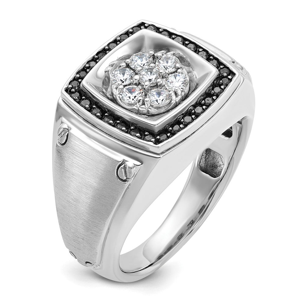 IBGoodman 14k White Gold Men's Polished and Satin Halo Cluster Ring Mounting