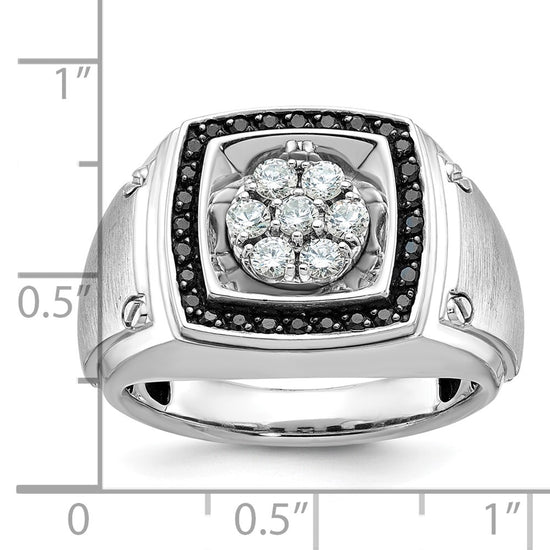 IBGoodman 14k White Gold Men's Polished and Satin Halo Cluster Ring Mounting