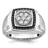 IBGoodman 14k White Gold Men's Polished and Satin Halo Cluster Ring Mounting