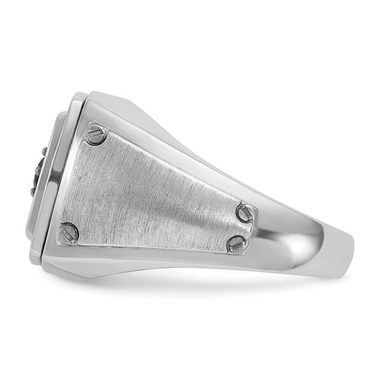 14k White Gold with Black Rhodium Men's Polished and Satin 5/8 Carat Black and White Diamond Ring