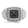 14k White Gold with Black Rhodium Men's Polished and Satin 5/8 Carat Black and White Diamond Ring