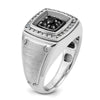 14k White Gold with Black Rhodium Men's Polished and Satin 5/8 Carat Black and White Diamond Ring