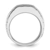 IBGoodman 14k White Gold Men's Polished Satin and Textured 7-Stone Ring Mounting