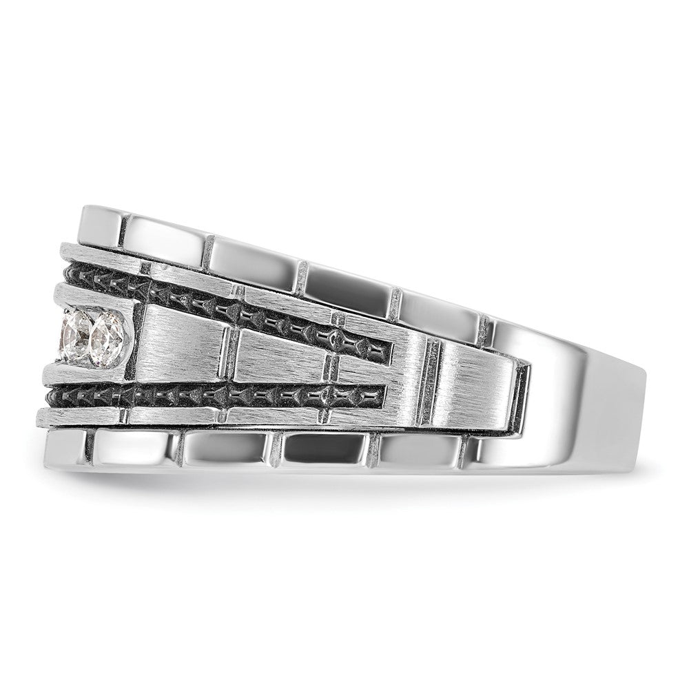 IBGoodman 14k White Gold Men's Polished Satin and Textured 7-Stone Ring Mounting