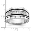 IBGoodman 14k White Gold Men's Polished Satin and Textured 7-Stone Ring Mounting