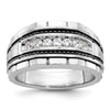 IBGoodman 14k White Gold Men's Polished Satin and Textured 7-Stone Ring Mounting