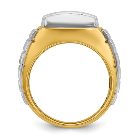 IBGoodman 10k Two-tone Men's Polished and Grooved 3-Row 1 Carat A Quality Diamond Cluster Ring