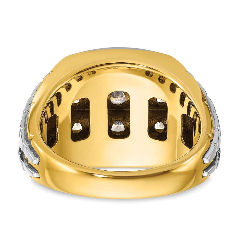 IBGoodman 10k Two-tone Men's Polished and Grooved 3-Row Cluster Ring Mounting