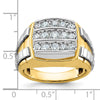 IBGoodman 10k Two-tone Men's Polished and Grooved 3-Row Cluster Ring Mounting