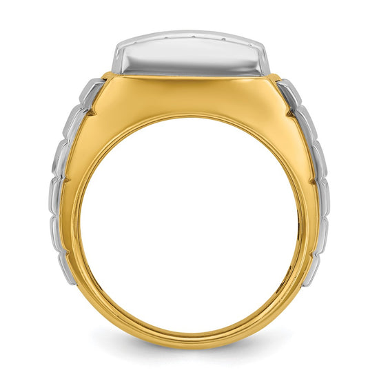 IBGoodman 14k Two-tone Men's Polished and Grooved 3-Row Cluster Ring Mounting