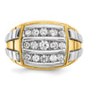 IBGoodman 14k Two-tone Men's Polished and Grooved 3-Row Cluster Ring Mounting