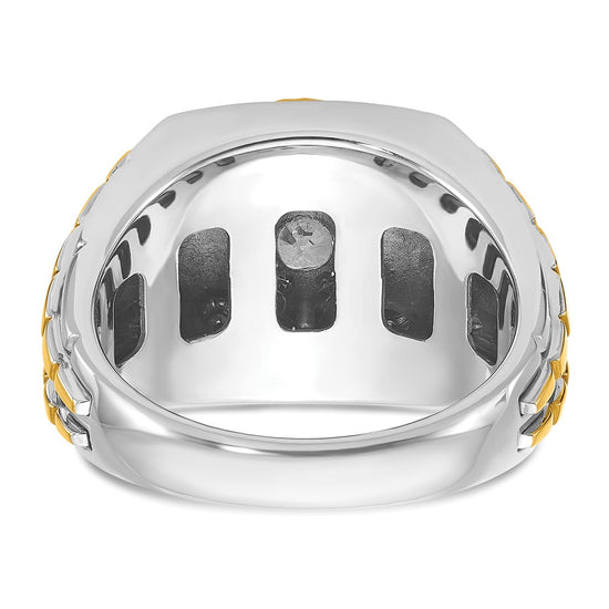 10k Two-tone IBGoodman Men's Polished and Textured Ring Mounting