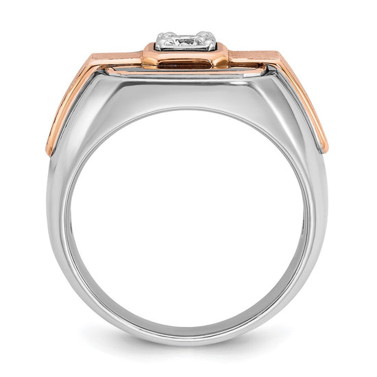 14k White and Rose Gold with Black Rhodium Men's Polished and Satin 1/3 Carat AA Quality Diamond Ring