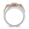 14k White and Rose Gold with Black Rhodium Men's Polished and Satin 1/3 Carat AA Quality Diamond Ring