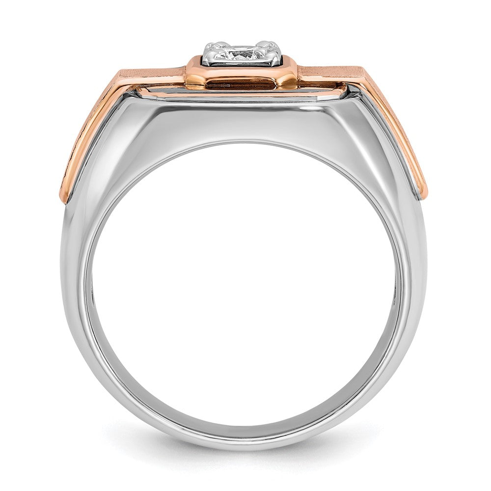 14k White and Rose Gold with Black Rhodium Men's Polished and Satin 1/3 Carat AA Quality Diamond Ring