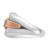 14k White and Rose Gold with Black Rhodium Men's Polished and Satin 1/3 Carat AA Quality Diamond Ring